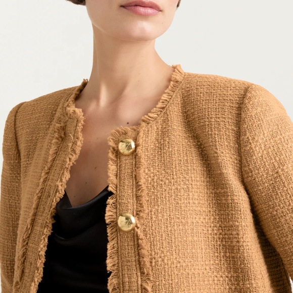 Cinq à Sept Tan Fringed Blazer - Picture 7 of 8